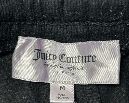 Juicy Couture Black Velour Wide-Leg Sleepwear Pants