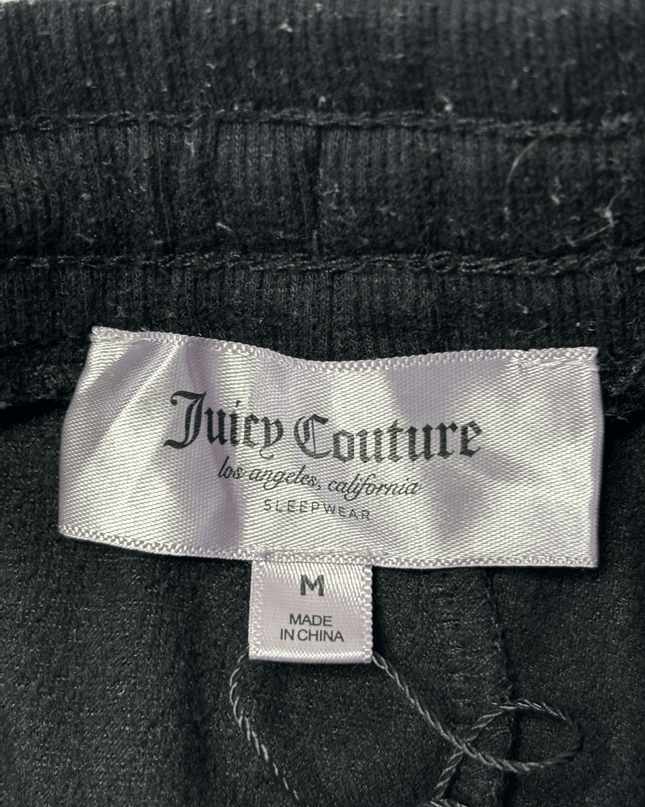 Juicy Couture Black Velour Wide-Leg Sleepwear Pants