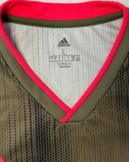 Adidas Olive & Black Climalite Neon Trim Performance Football Jersey