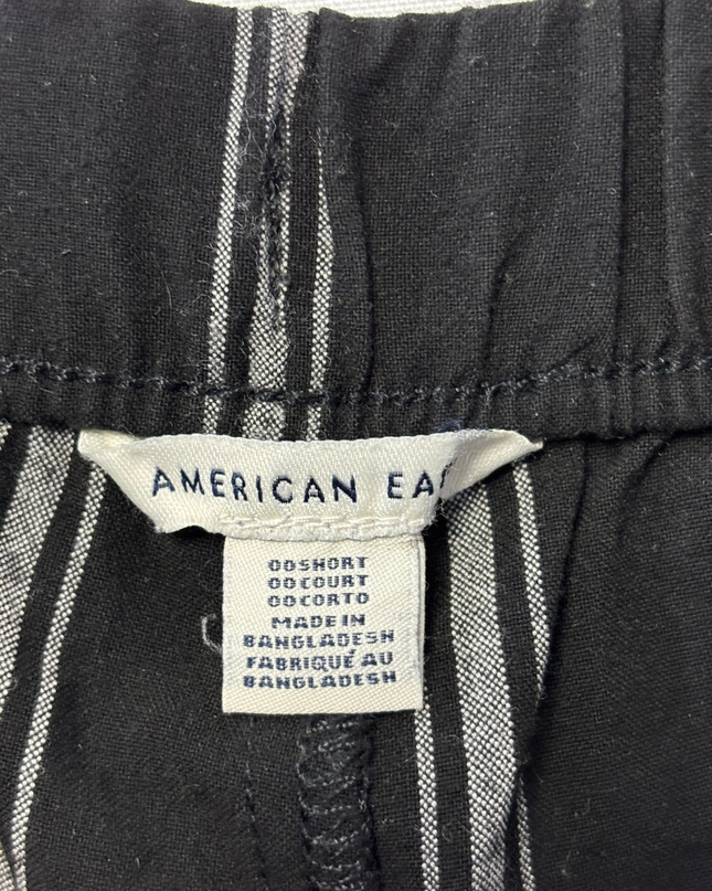 American Eagle Black Plaid Tapered Drawstring Pants