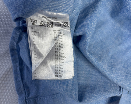 Jean Pascale Light Blue Linen Blend Mandarin Collar Shirt