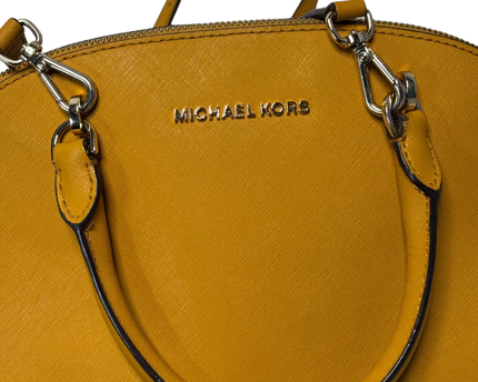 Michael Kors Yellow Saffiano Leather Dome Satchel Bag