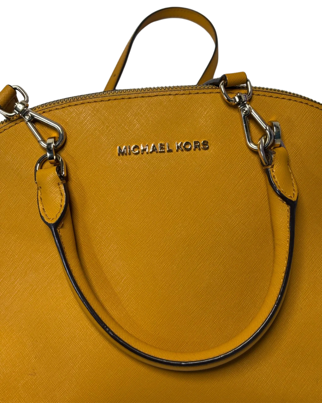 Michael Kors Yellow Saffiano Leather Dome Satchel Bag