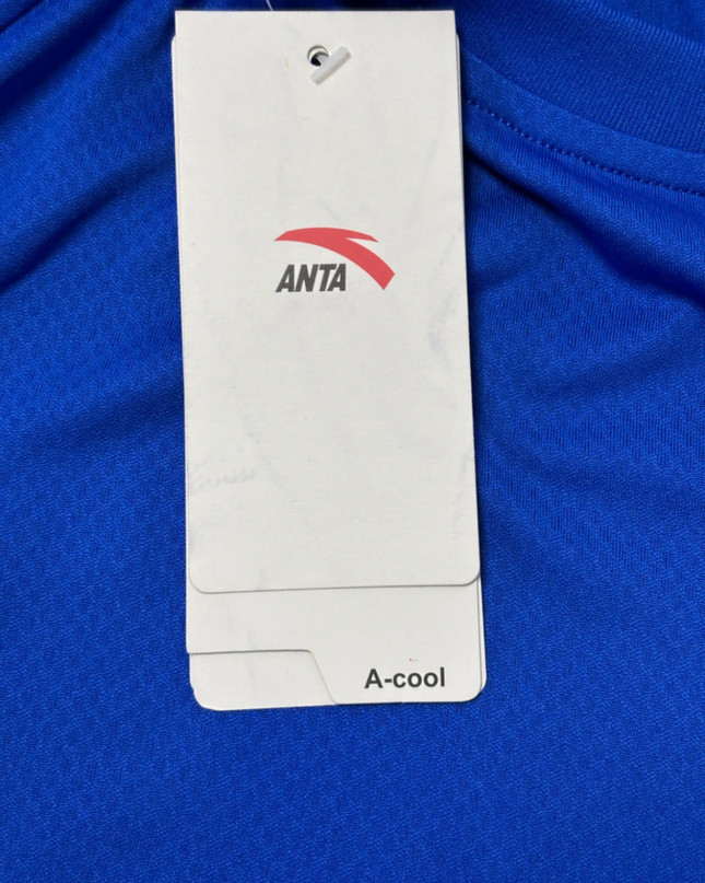 ANTA Skyline Blue Short Sleeve Sports Soccer T-Shirt W/Tags