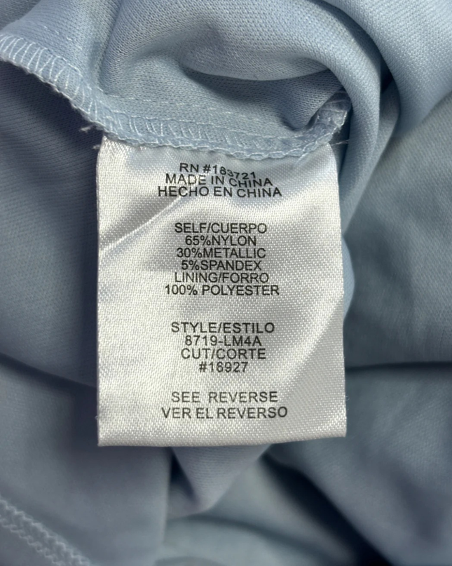 City Studio Light Blue Holographic Sequined Cowl Neck Mini Dress