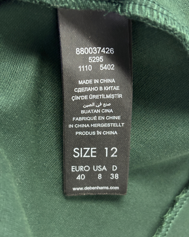 Betty Jackson. Black Green Pleated Midi Dress