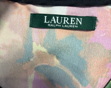 Lauren Ralph Lauren Black Multi Floral Sheer Tiered Midi Dress