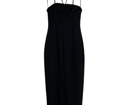 Zara Black Ruched Cut-Out Midi Dress