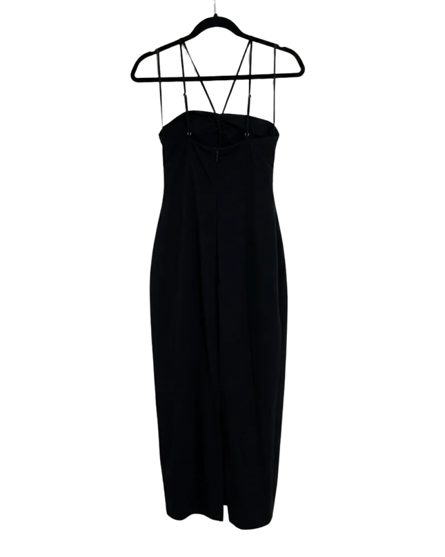 Zara Black Ruched Cut-Out Midi Dress