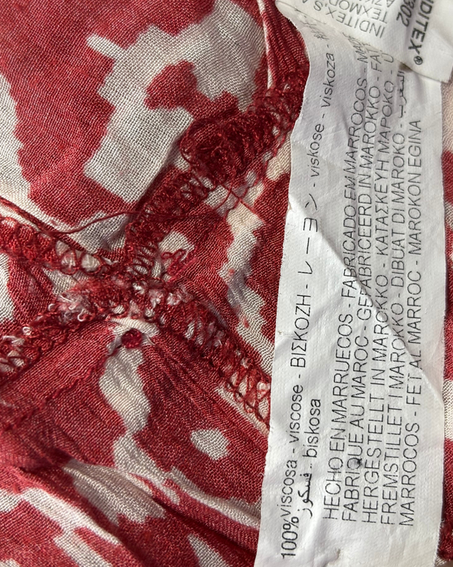 Zara Red Ikat Print Tiered Mini Dress