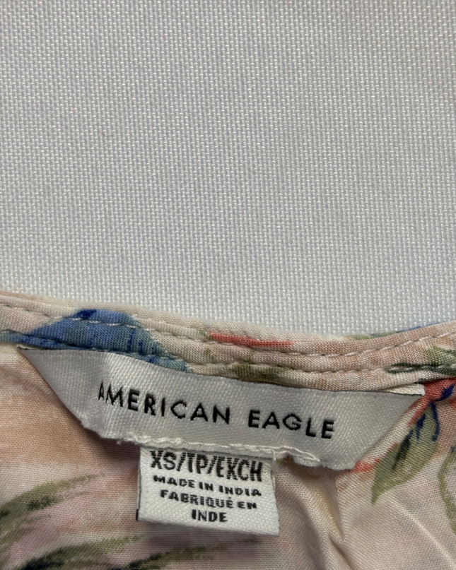 American Eagle Multicolor Tropical Print Button-Front Bodysuit