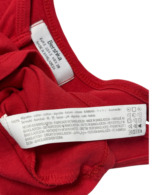Bershka Red Saint Barth Graphic Crop Top