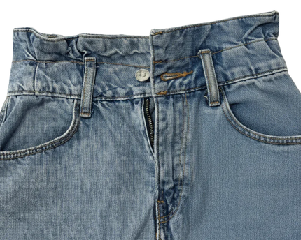 H&M Divided Blue Denim Paperbag Mini Skirt