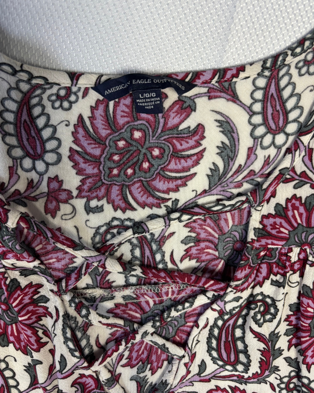 American Eagle Outfitters Multicolor Floral Paisley Tiered Mini Dress