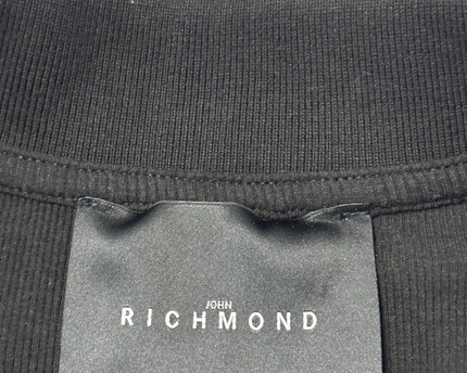 John Richmond Black Ribbed Polo Collar Mini Dress