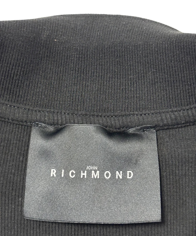 John Richmond Black Ribbed Polo Collar Mini Dress