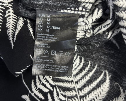H&M Black Fern Leaf Print Long Sleeve Button Down Shirt