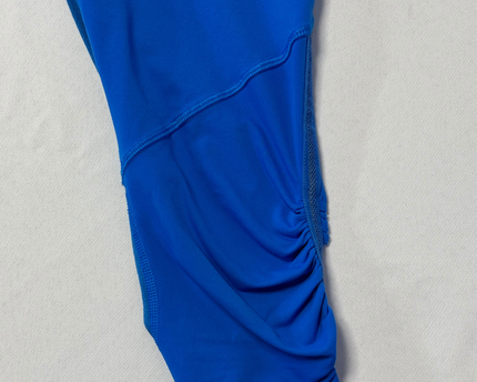 Lululemon Blue Patterned Waistband Ruched Crop Leggings