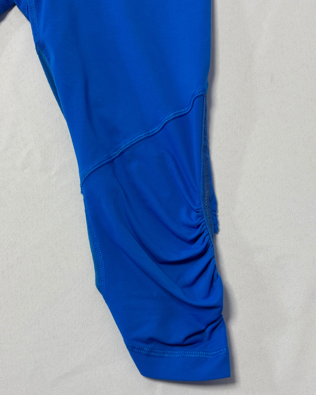 Lululemon Blue Patterned Waistband Ruched Crop Leggings