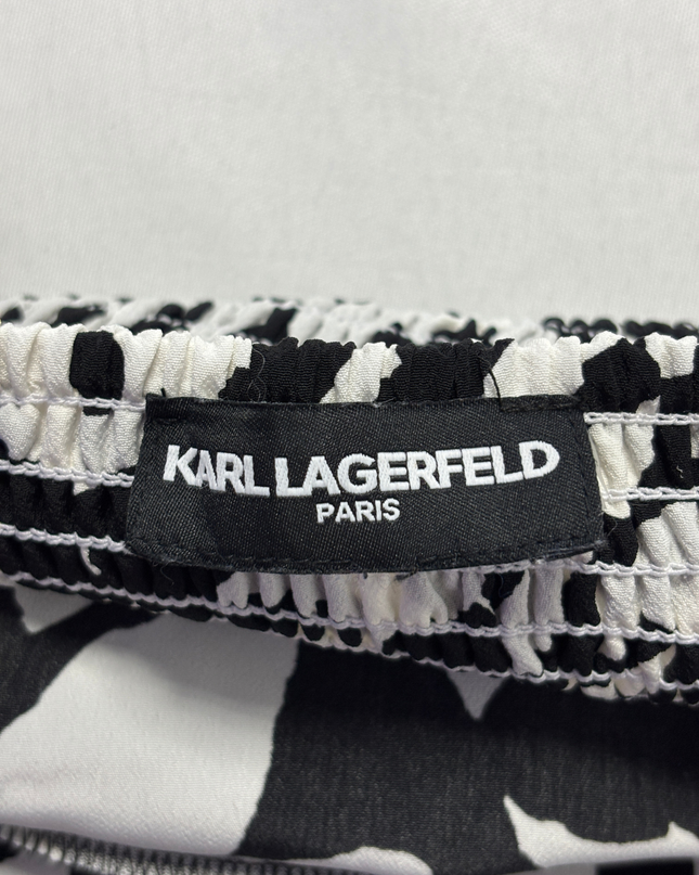 Karl Lagerfeld Black/White Abstract Print Long Sleeve Dress