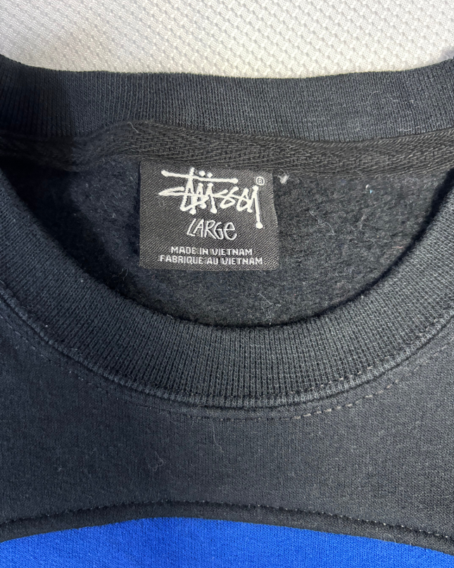 Stussy Black and Blue Two-Tone Logo Sweatshirt