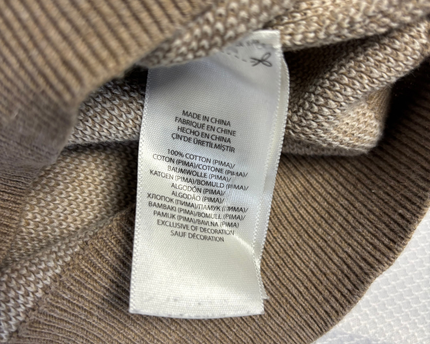 Polo Ralph Lauren Tan Pima Cotton Crew Neck Knit Sweater