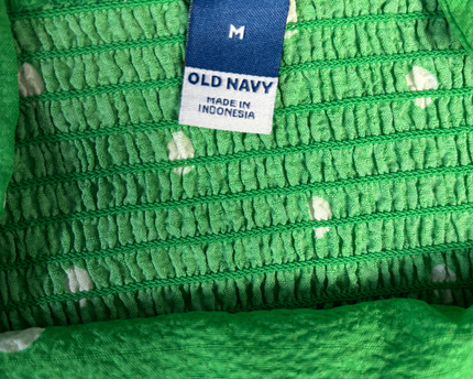 Old Navy Green Polka Dot Smocked Cami Top