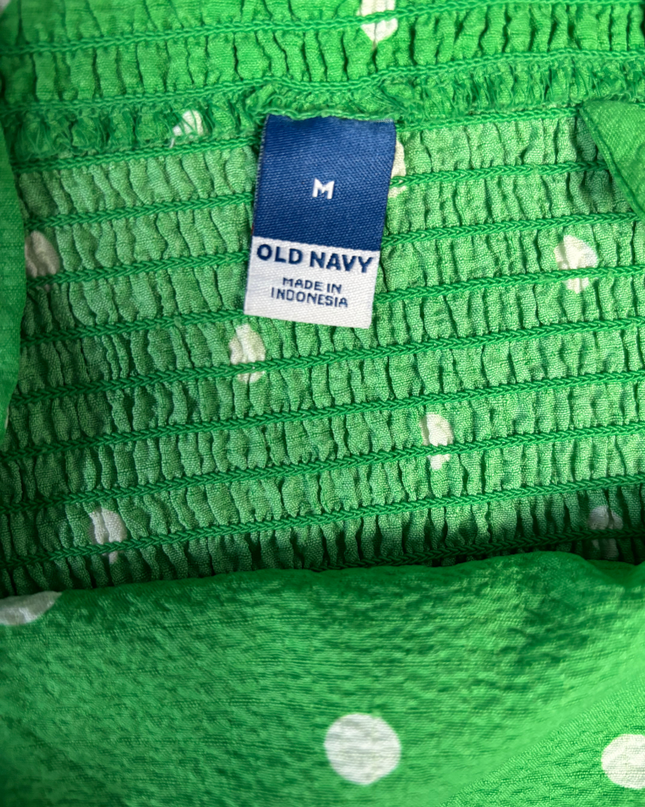 Old Navy Green Polka Dot Smocked Cami Top