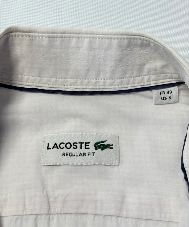 Lacoste White Regular Fit Long Sleeve Button-Down Shirt