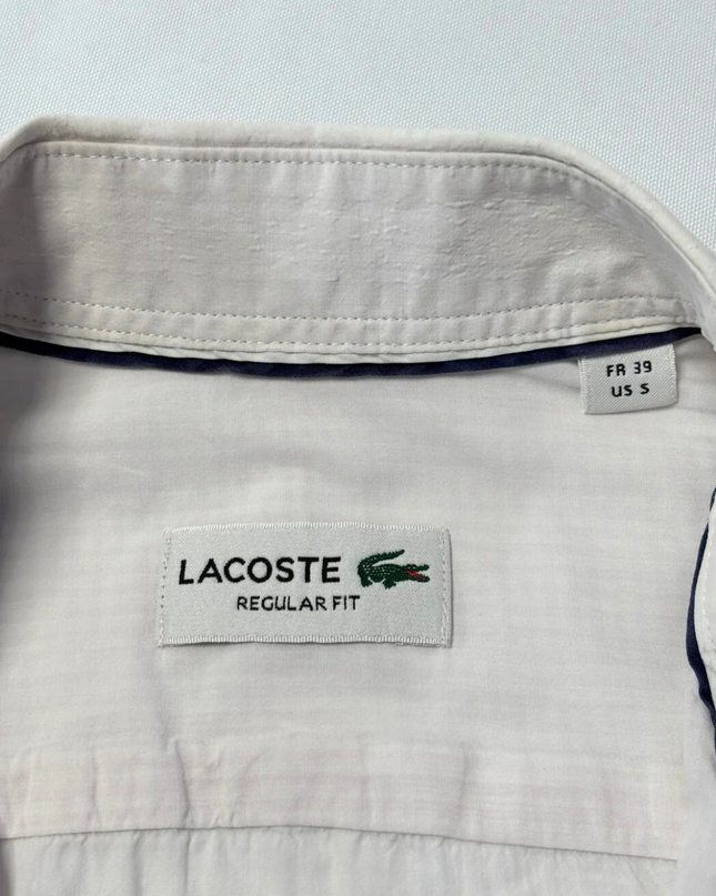 Lacoste White Regular Fit Long Sleeve Button-Down Shirt
