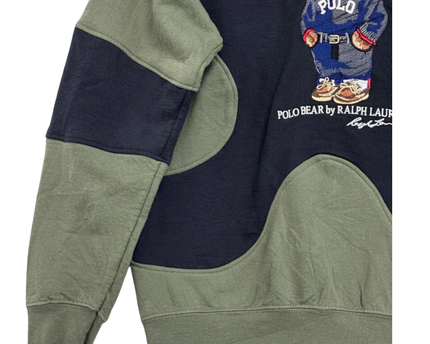 Reworked  Polo Ralph Lauren Green Polo Bear Color-Block Sweatshirt