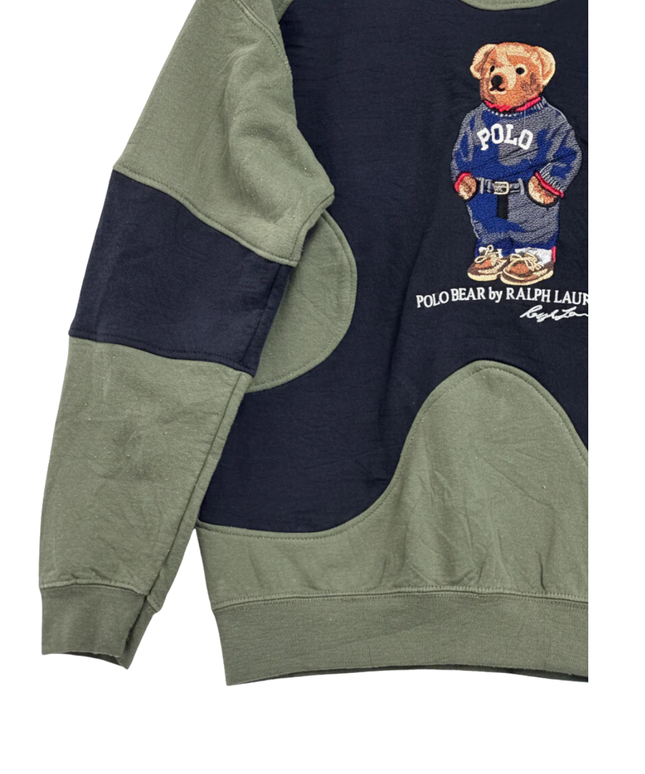 Reworked  Polo Ralph Lauren Green Polo Bear Color-Block Sweatshirt
