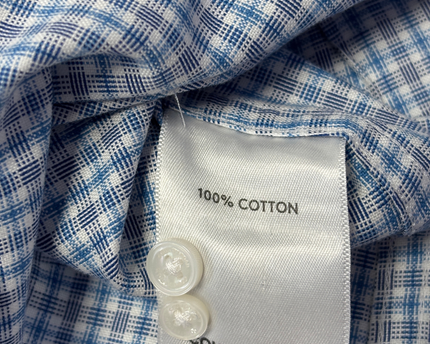 Country Road Blue Slim Fit Checked Cotton Shirt