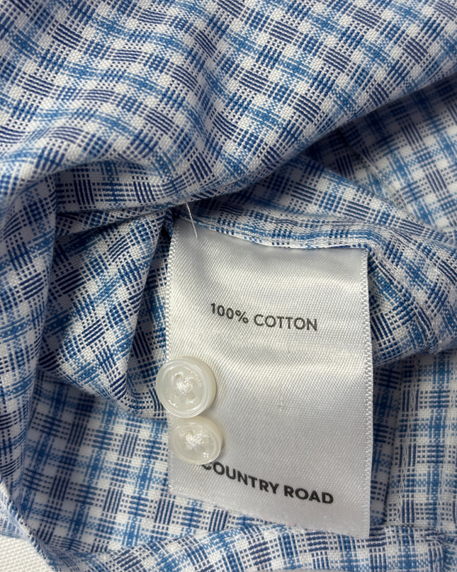 Country Road Blue Slim Fit Checked Cotton Shirt