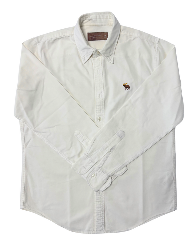Abercrombie & Fitch White Stretch Oxford Long Sleeve Shirt - M
