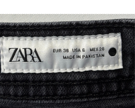 ZARA Black High-Rise Straight Leg Raw Hem Jeans