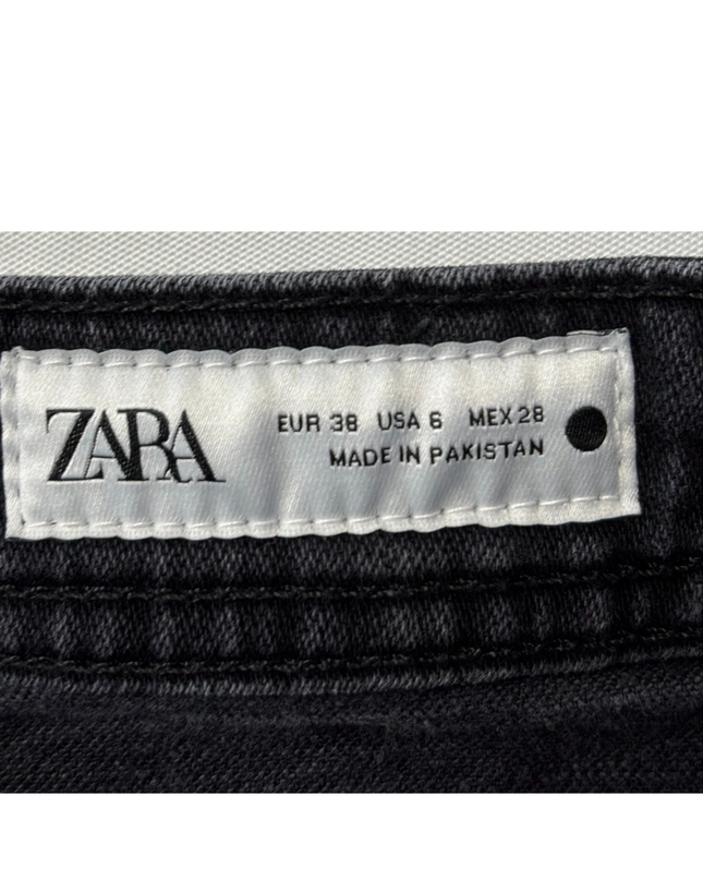 ZARA Black High-Rise Straight Leg Raw Hem Jeans