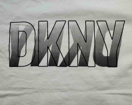 DKNY Shadow Block Logo Cream Cotton T-Shirt - M