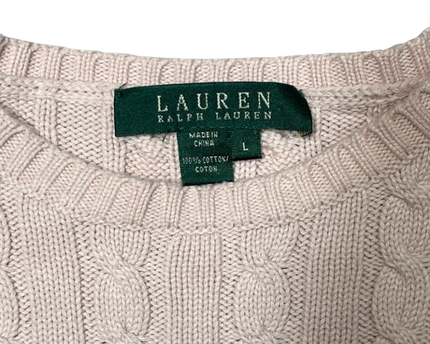 Lauren Ralph Lauren Pink Cable Knit Cotton Sweater