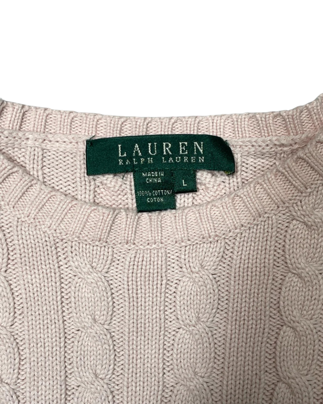 Lauren Ralph Lauren Pink Cable Knit Cotton Sweater