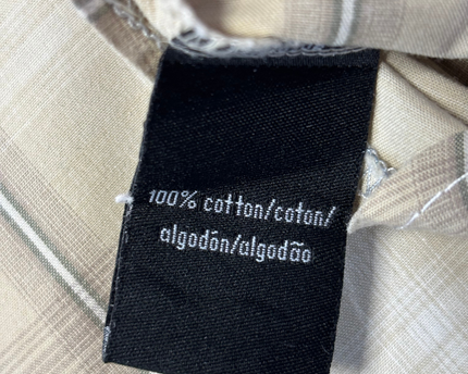 Calvin Klein Beige Plaid Short Sleeve Men's Shirt