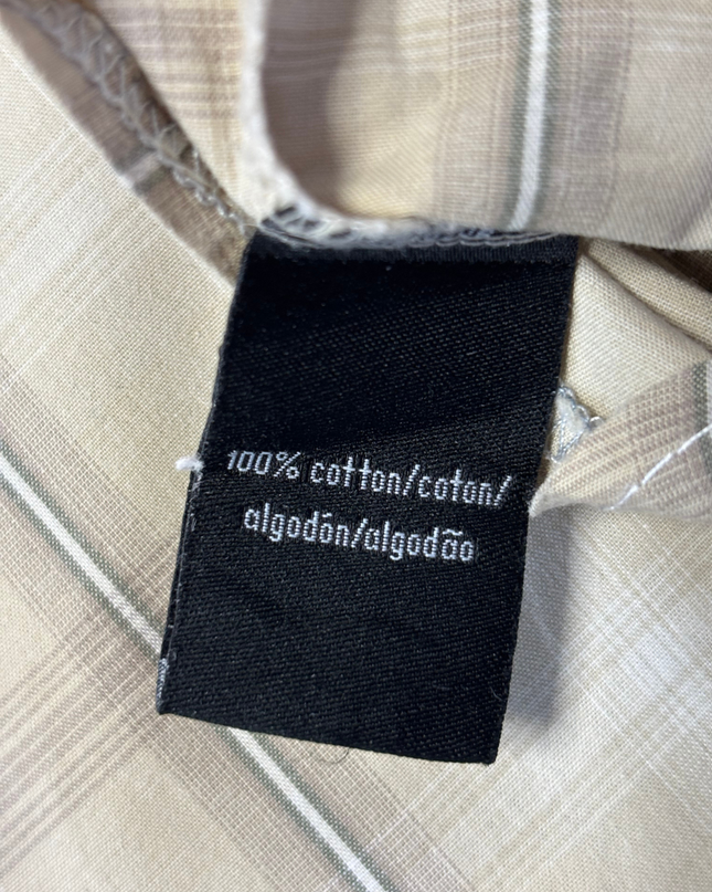 Calvin Klein Beige Plaid Short Sleeve Men's Shirt