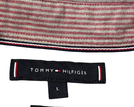Tommy Hilfiger Red/White Striped Slim Fit Long Sleeve Shirt
