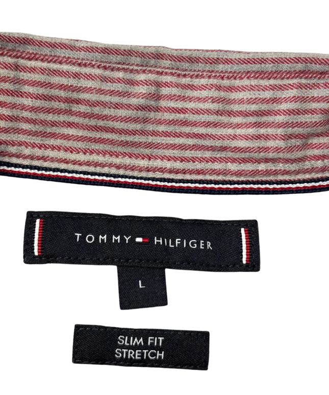 Tommy Hilfiger Red/White Striped Slim Fit Long Sleeve Shirt