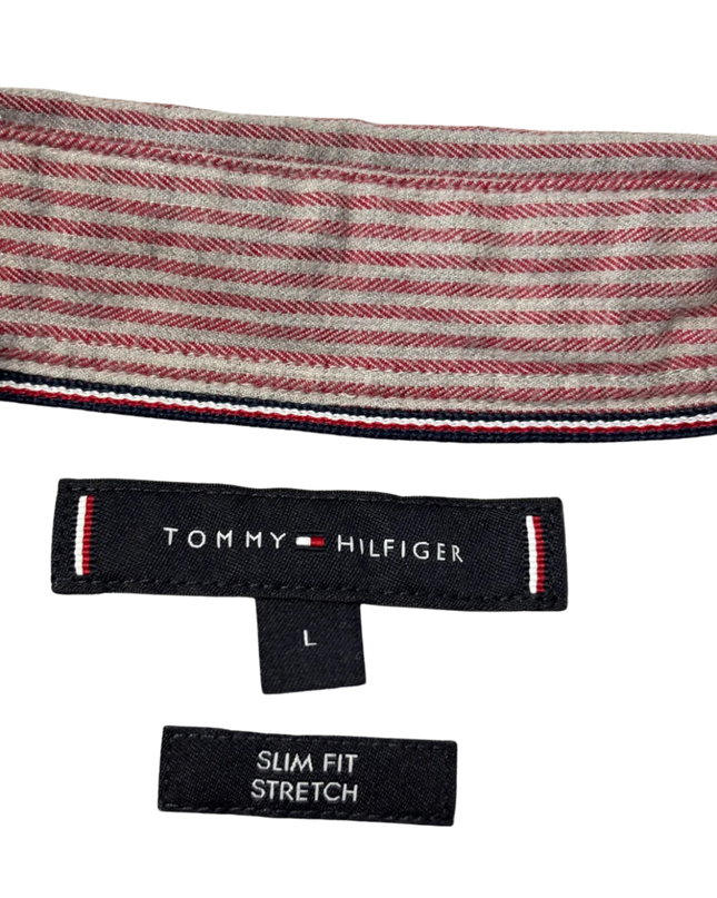 Tommy Hilfiger Red/White Striped Slim Fit Long Sleeve Shirt