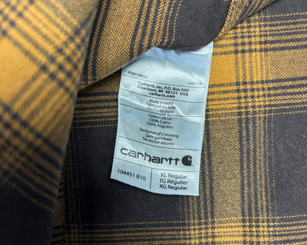 Carhartt Brown and Orange Plaid Long Sleeve Button-Down Shirt