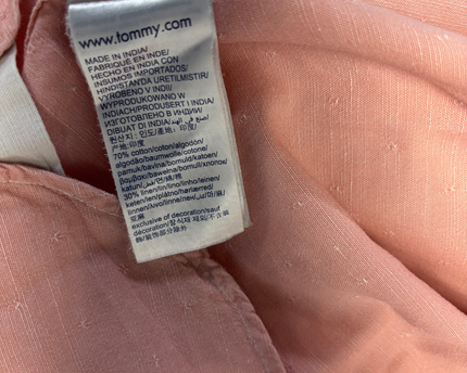 Tommy Hilfiger Pink Cotton Linen Long Sleeve Button-Down Shirt
