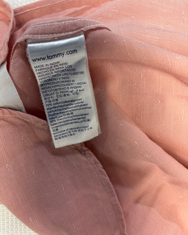 Tommy Hilfiger Pink Cotton Linen Long Sleeve Button-Down Shirt