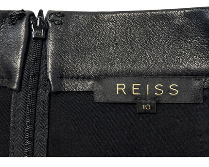 Reiss Black Embellished Leather Mini Skirt