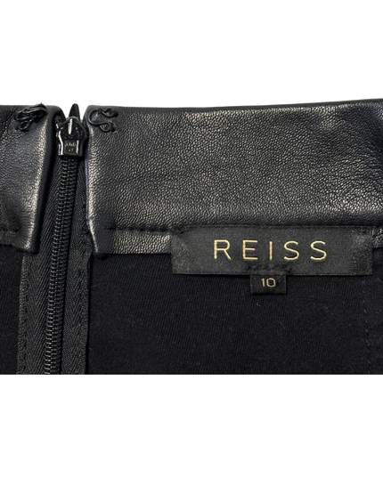 Reiss Black Embellished Leather Mini Skirt